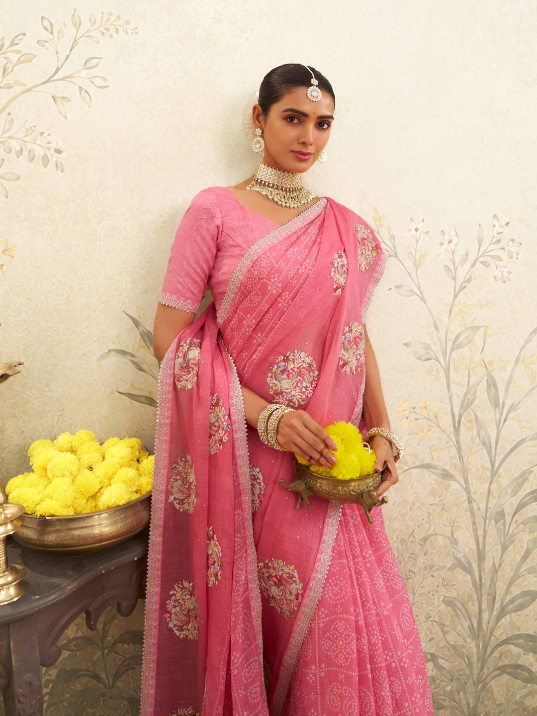light pink saree