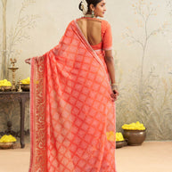 Orange embroidered chiffon saree festive wear