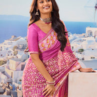Purple chiffon saree casual drape