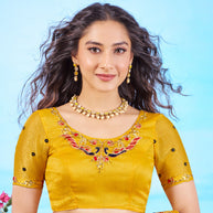  Yellow embroidered chiffon saree haldi wear