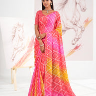 Laxmipati Murli Pink Chiffon Geometric Saree