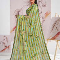 Laxmipati Murli Green Silk Blend Floral Saree