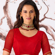 red georgette saree