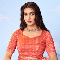 Laxmipati Andaaz Peach Chiffon Floral Printed Saree