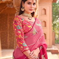 pink saree for festive wear