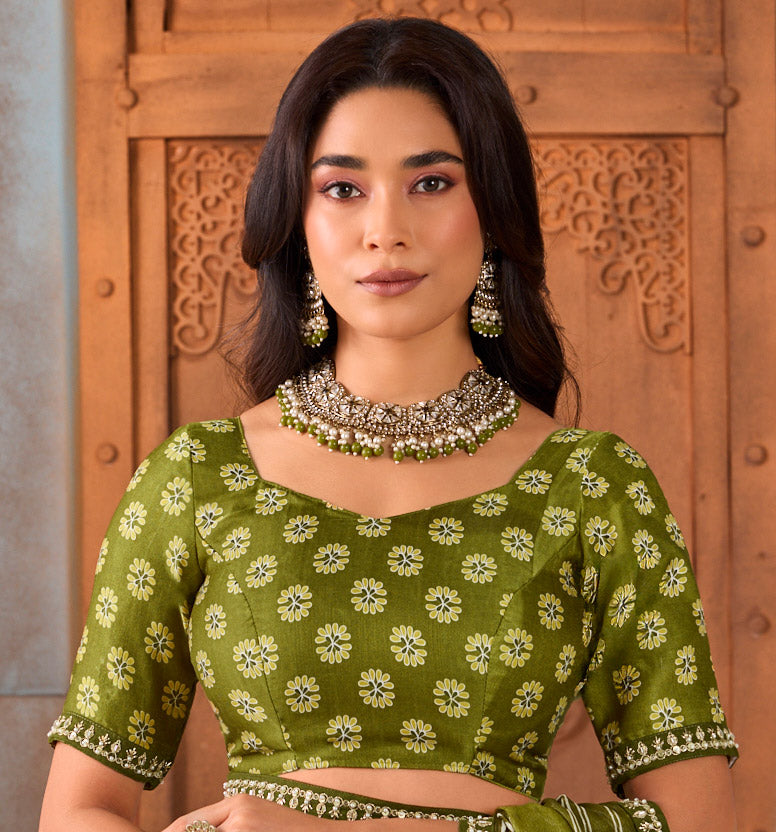 green chiffon saree