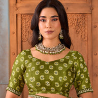 green chiffon saree
