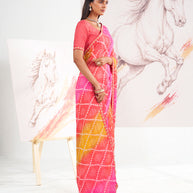 Laxmipati Murli Pink Chiffon Geometric Saree