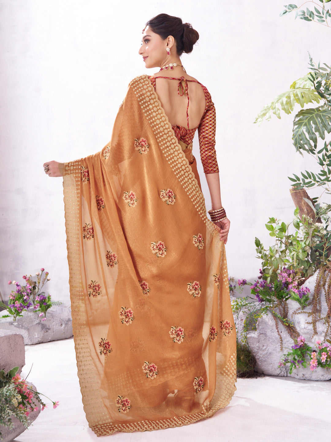 Orange trendy saree
