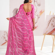 Laxmipati Murli Pink Chiffon Geometric Saree