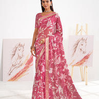 Laxmipati Murli Purple Chiffon Floral Saree