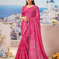 Pink bandhani saree