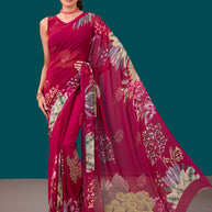 Laxmipati Dillagi Pink Georgette Floral Saree