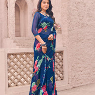 navy saree for party wear