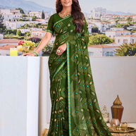 Green bandhani georgette saree