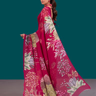 Laxmipati Dillagi Pink Georgette Floral Saree