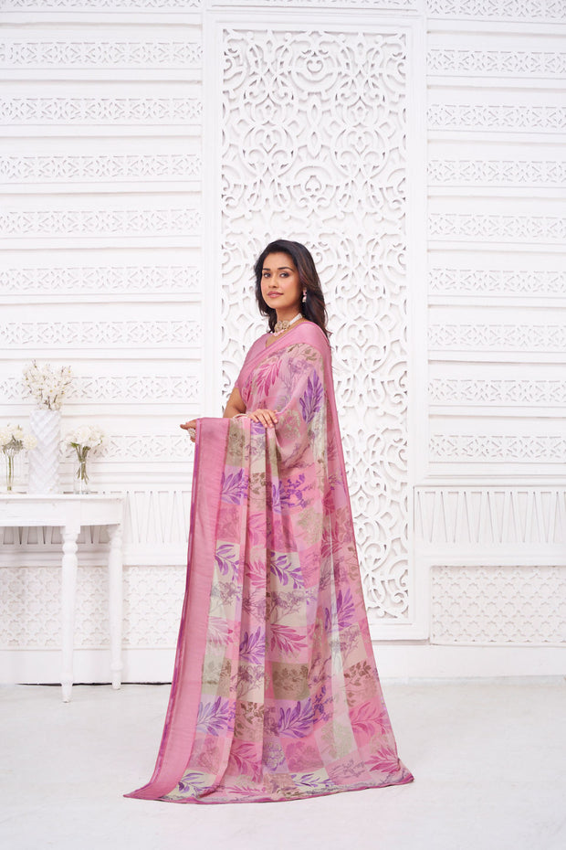 pink saree for daily wear