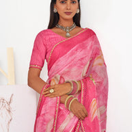 Laxmipati Murli Pink Chiffon Floral Saree