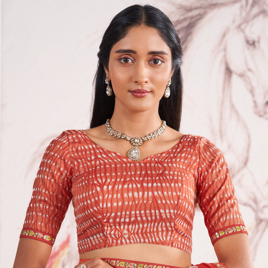 Laxmipati Murli Orange Chiffon Geometric Saree
