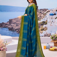 Stylish blue saree festive wear