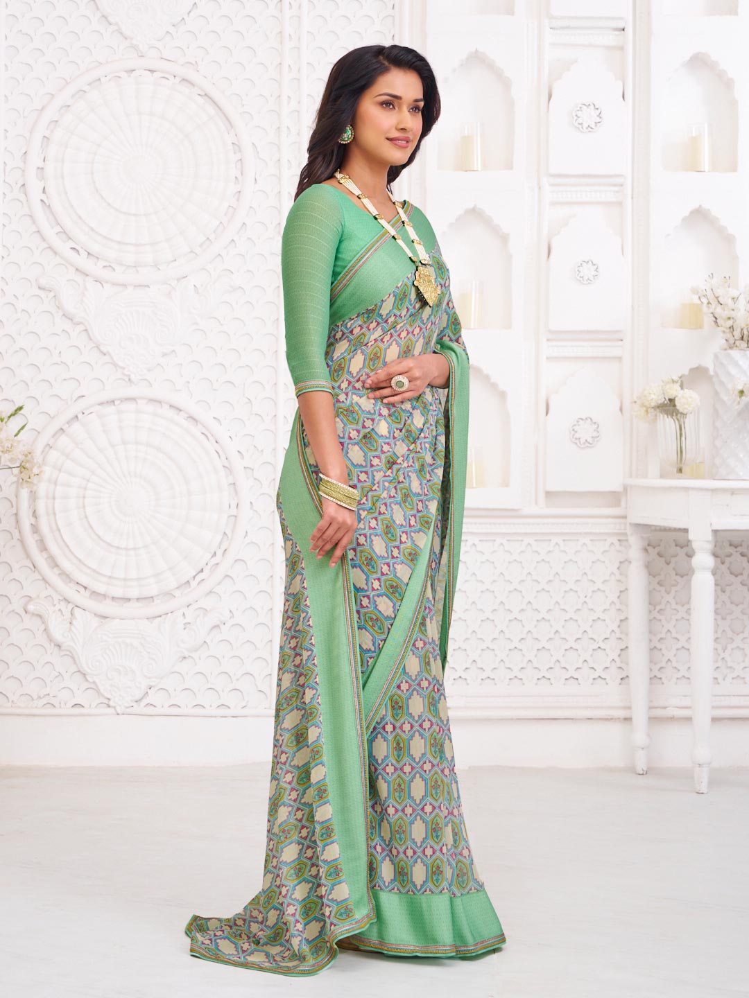 green saree for casual wear