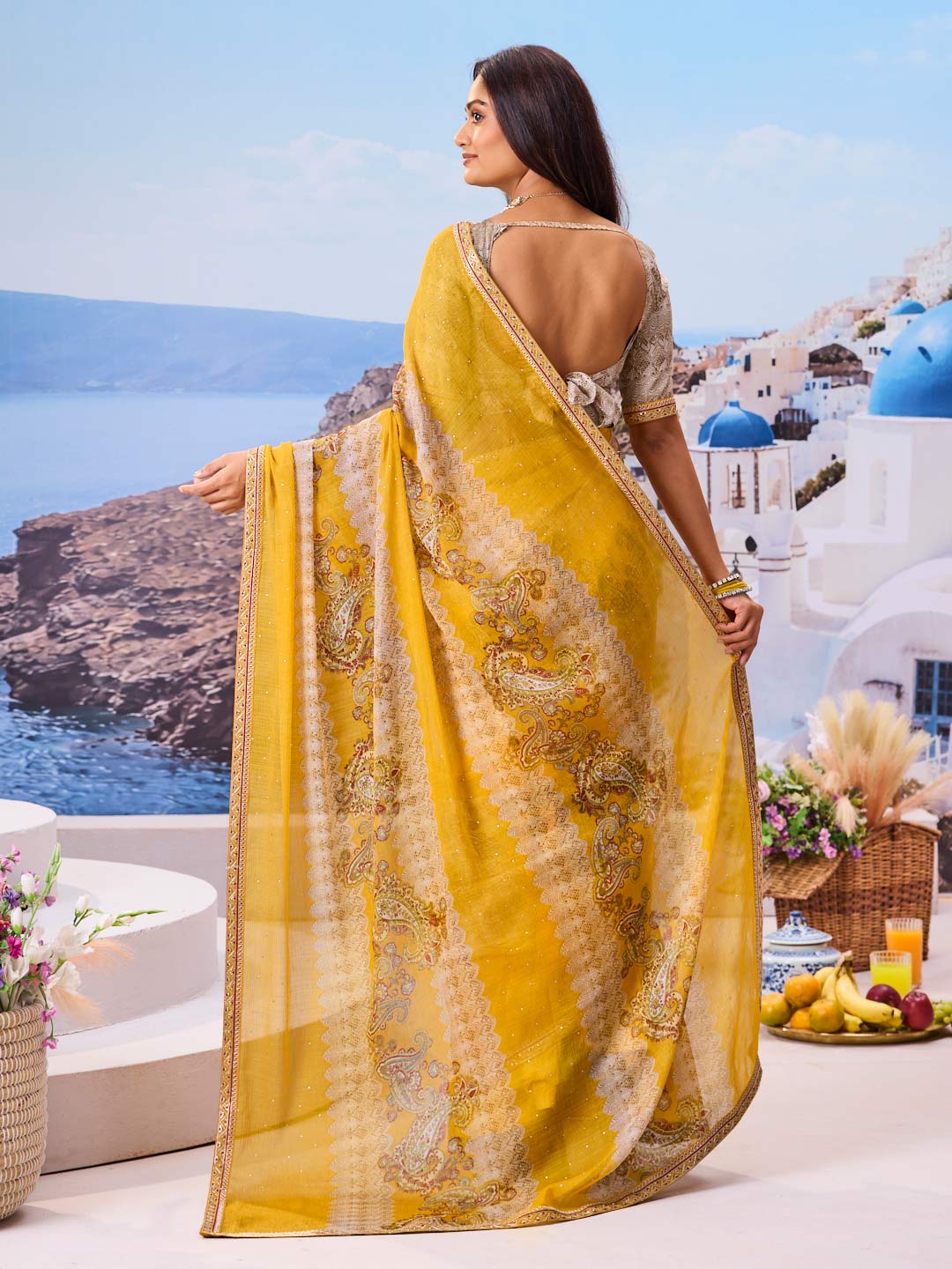 Buy yellow saree online trendy wear