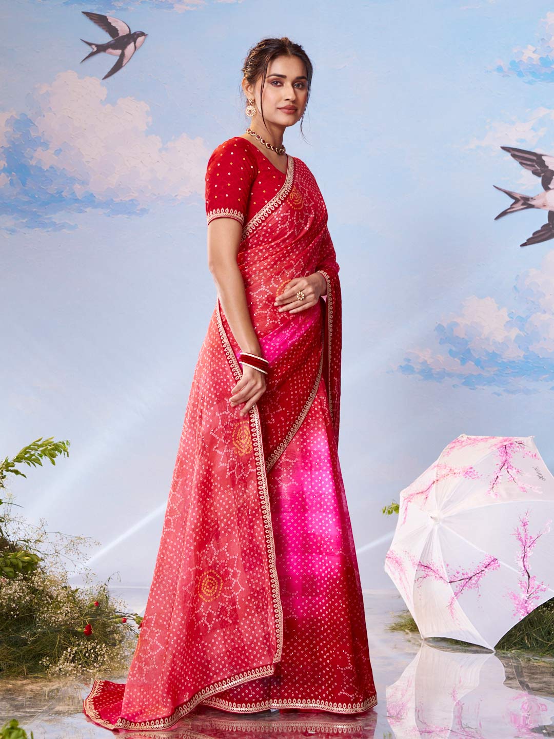 gulabi zari silk saree bridal 