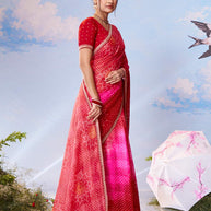 gulabi zari silk saree bridal 