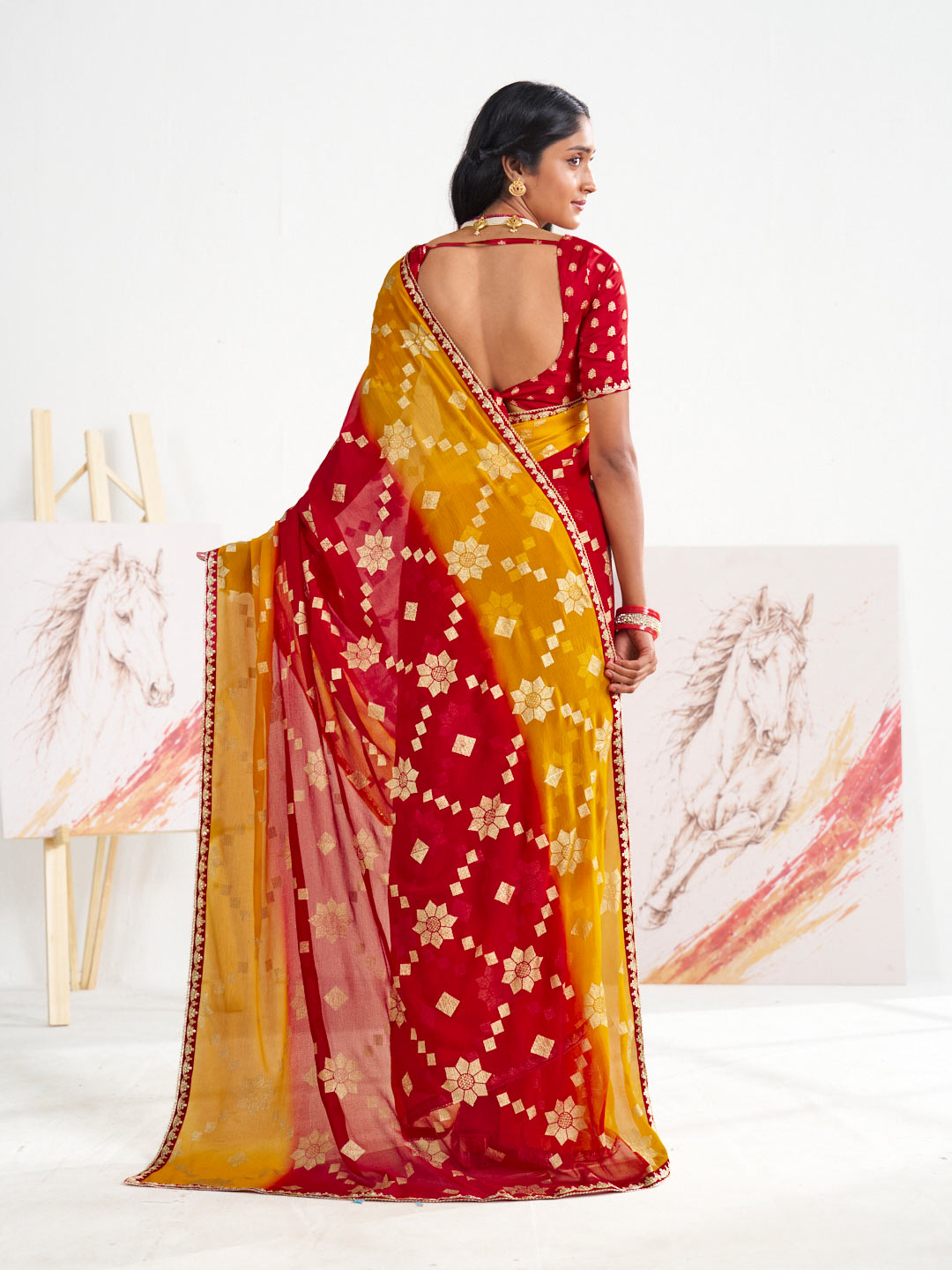 Laxmipati Murli Maroon Georgette Floral Saree