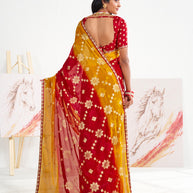 Laxmipati Murli Maroon Georgette Floral Saree