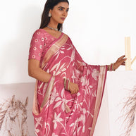 Laxmipati Murli Purple Chiffon Floral Saree