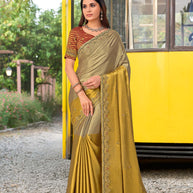 designer brown border saree