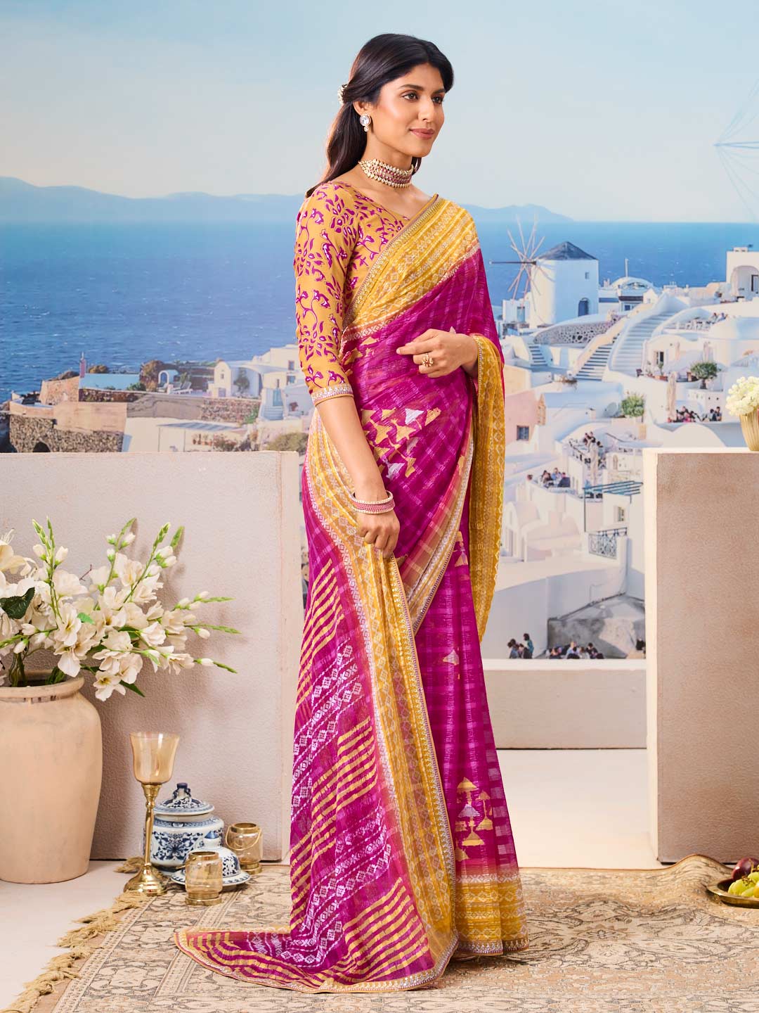 Stylish purple saree