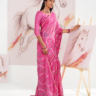 Laxmipati Murli Pink Chiffon Geometric Saree