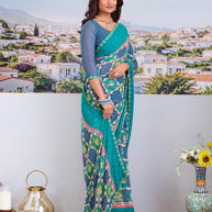 Stylish blue georgette saree