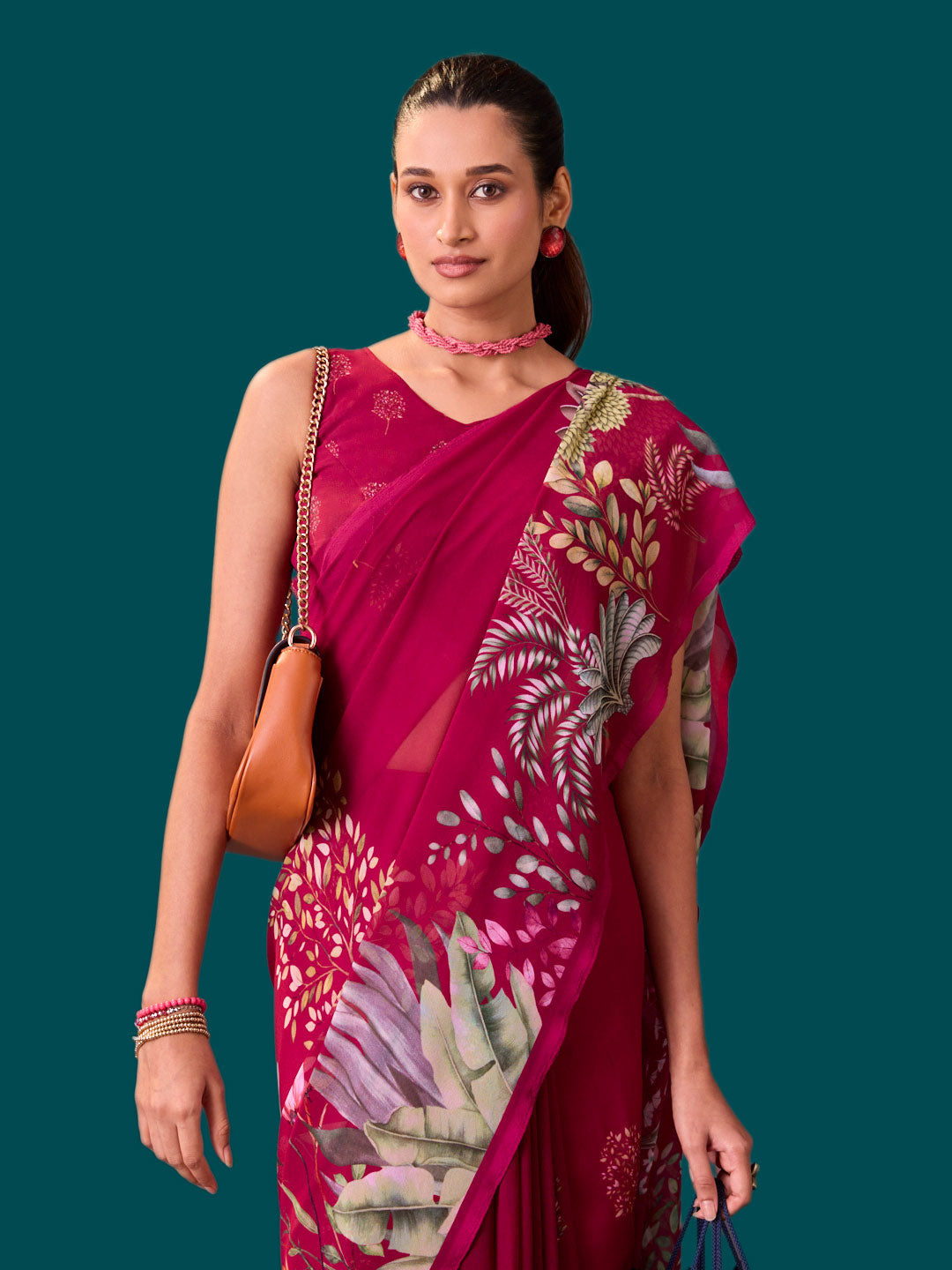 Laxmipati Dillagi Pink Georgette Floral Saree
