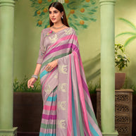 purple embroidered silk blend saree festive wear