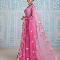 Laxmipati Aanya Pink Chiffon Embroidered Saree