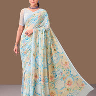 Laxmipati Dillagi Blue Georgette Floral Saree