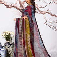 Multicolor geometric floral printed georgette saree party wear
