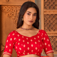 red saree in chiffon