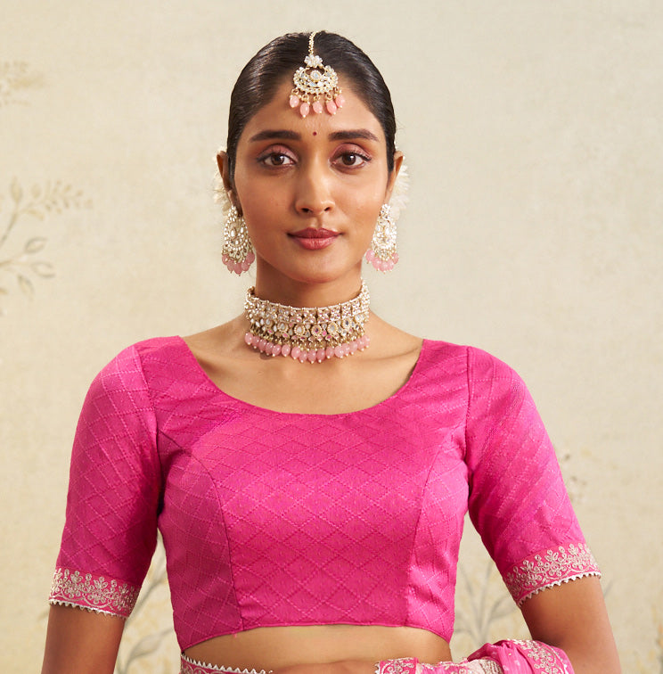 pink chiffon saree