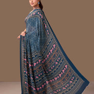 Laxmipati Dillagi Navy Blue Georgette Floral Saree