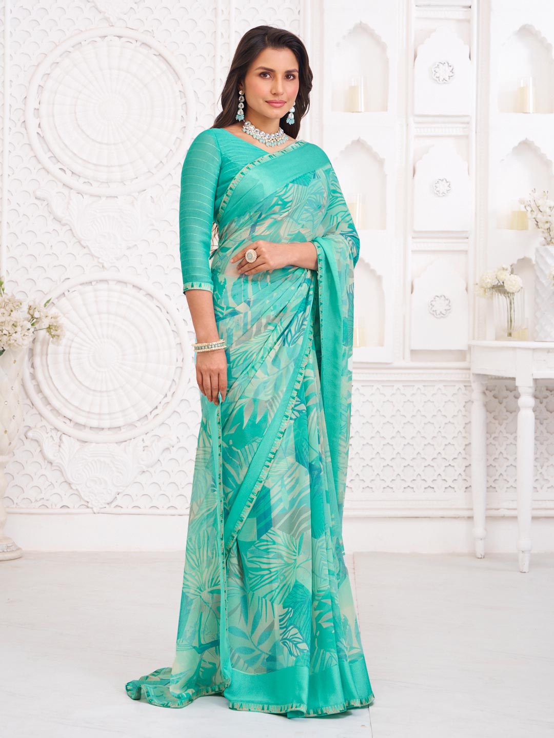 lightweight georgette saree styling