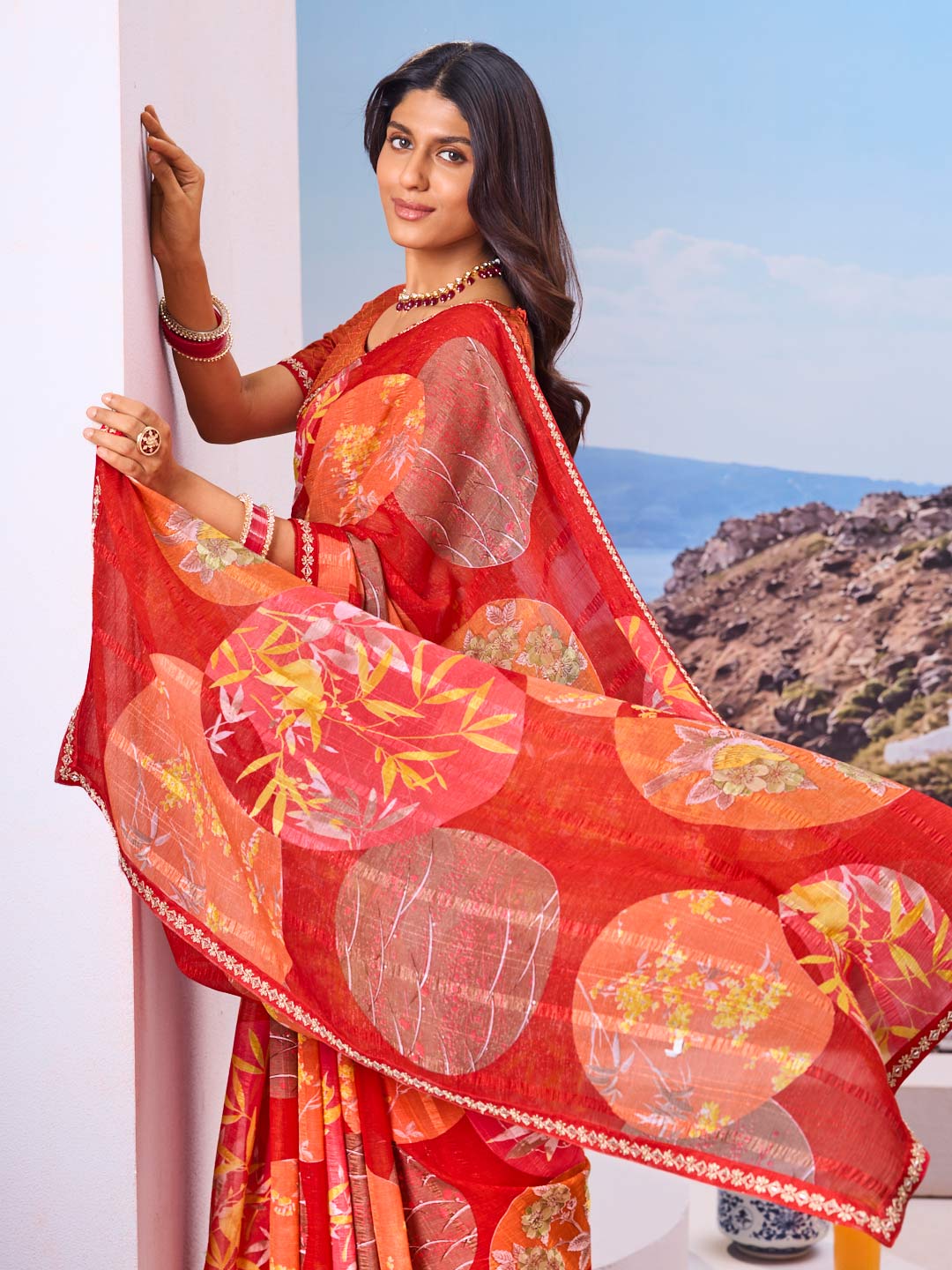 Elegant red saree
