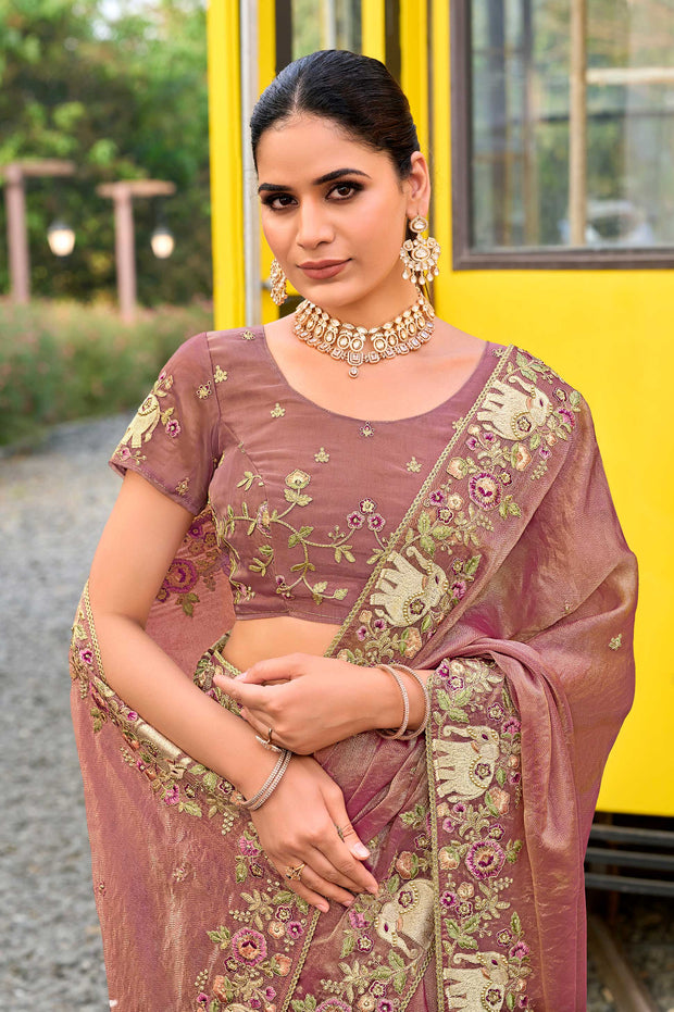 designer motif embroidery saree