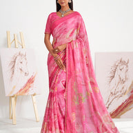 Laxmipati Murli Pink Chiffon Floral Saree