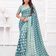 Blue georgette modern print saree