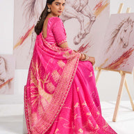 Laxmipati Murli Pink Chiffon Floral Saree