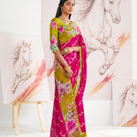 Laxmipati Murli Pink Chiffon Floral Saree